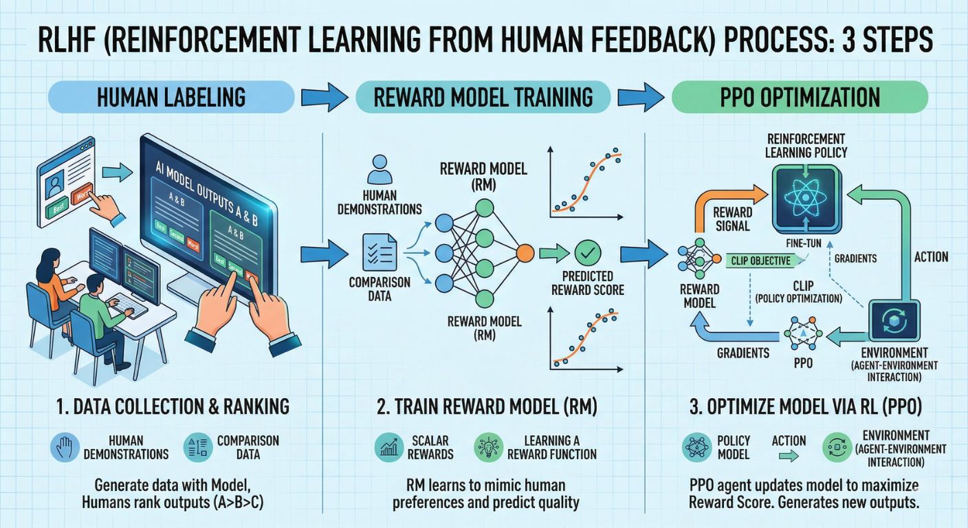 RLHF vs DPO, LLM fine-tuning, Reinforcement Learning from Human Feedback, Direct Preference Optimization, domain-specific LLM, AI model alignment, AquSag Technologies