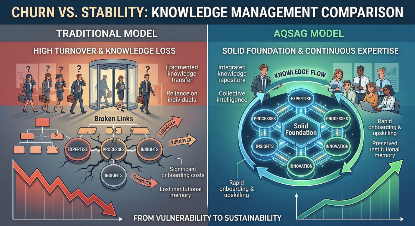 Stability as a Service, Talent Churn in Tech, Developer Retention 2026, Secure Technical Bench, Managed Engineering Teams, Engineering Infrastructure Partner, AquSag Technologies